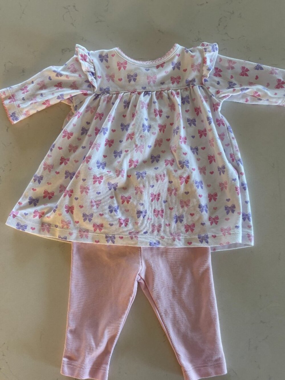 Kissy Kissy Peruvian Pima Cotton Bow Peplum Tunic & Leggings Set, 3-6 Months